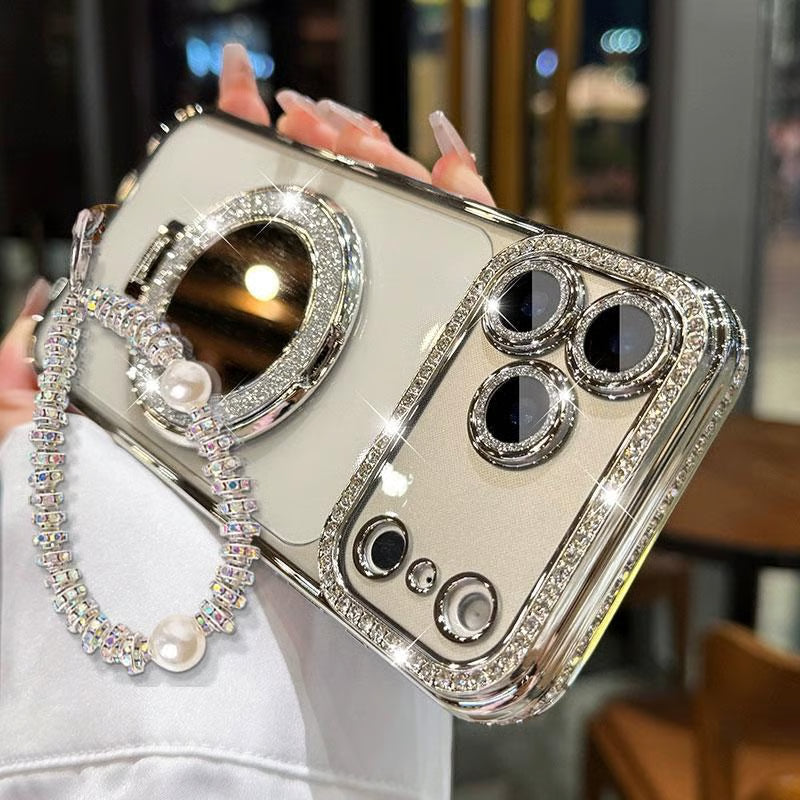 SparkAura – Glitter Phone Case with Mirror & Stand
