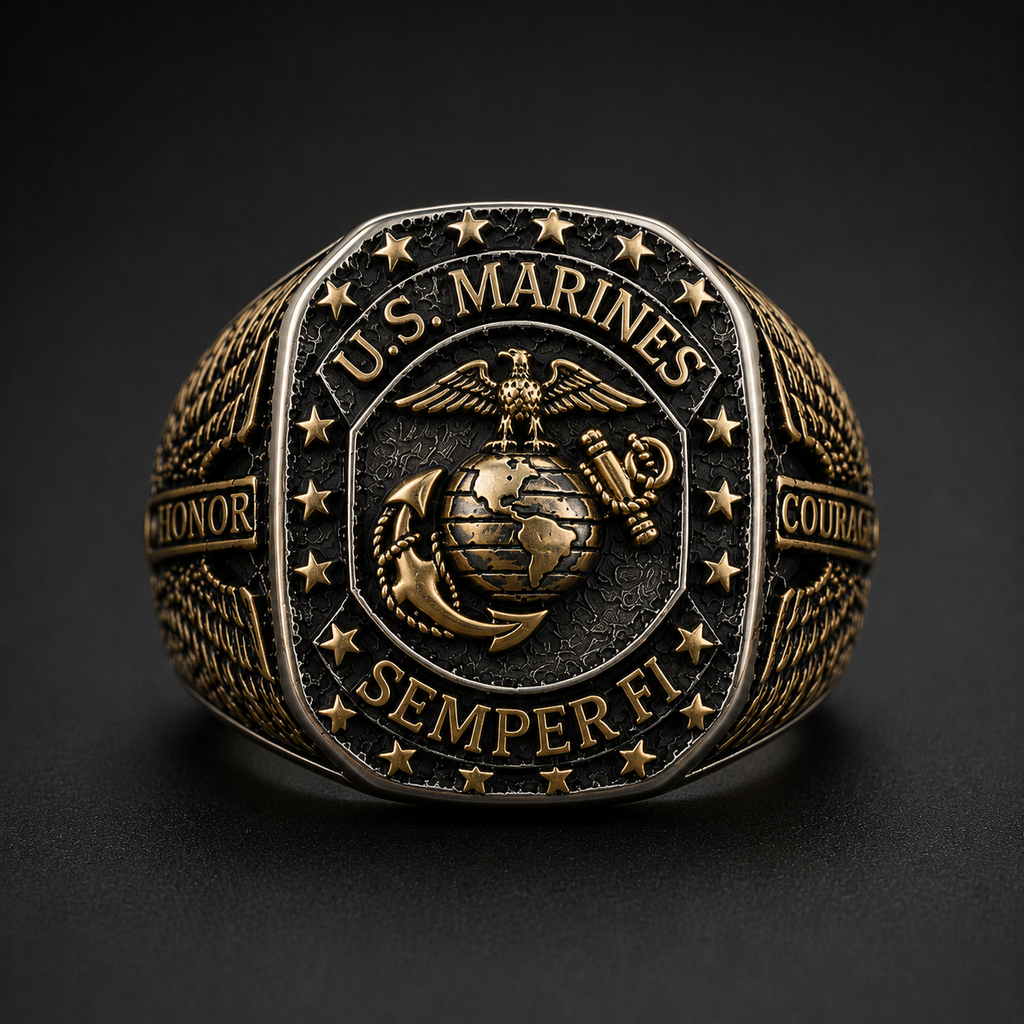 🦅 U.S. Marines Semper Fi Signet Ring - ✈️ BUY 2 FREE SHIPPING