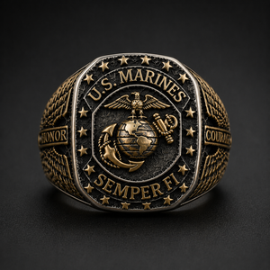 🦅 U.S. Marines Semper Fi Signet Ring - ✈️ BUY 2 FREE SHIPPING