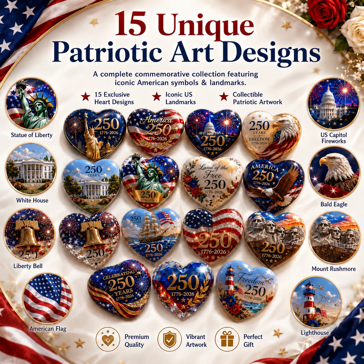 HeritageStars - 15-Piece Patriotic Collectibles