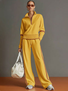 UrbanPulse - Grey-White Half-Zip Tracksuit