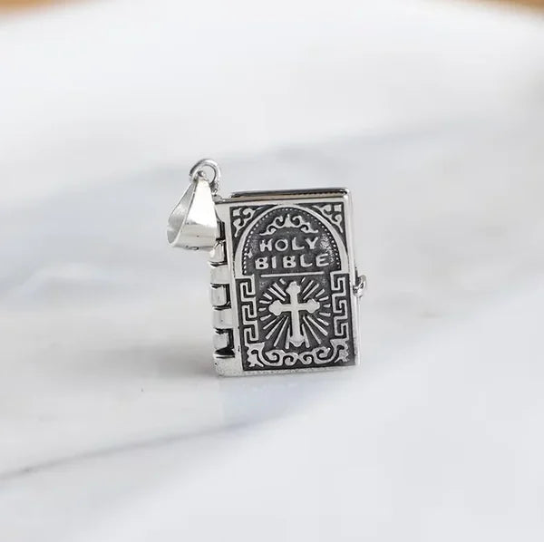 Sterling Silver Tiny Bible Necklace
