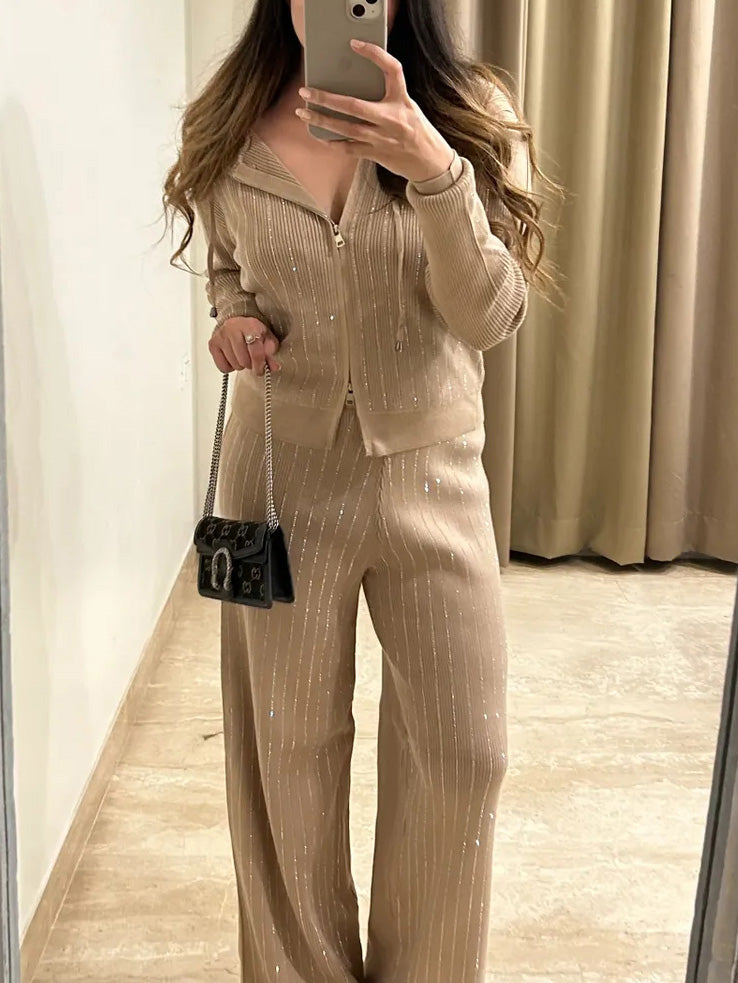ShimmerSoft - Luxe Hooded Knit Set – Cozy, Sleek & Stylish