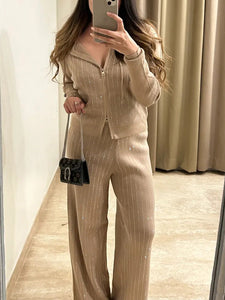 ShimmerSoft - Luxe Hooded Knit Set – Cozy, Sleek & Stylish
