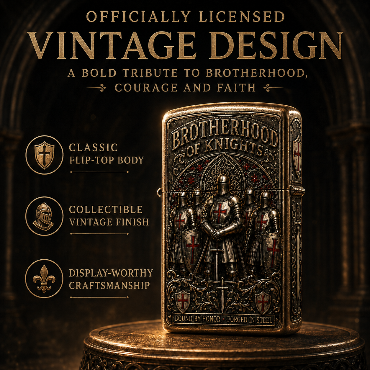 KnightFlame – Premium Medieval Brotherhood Windproof Lighter