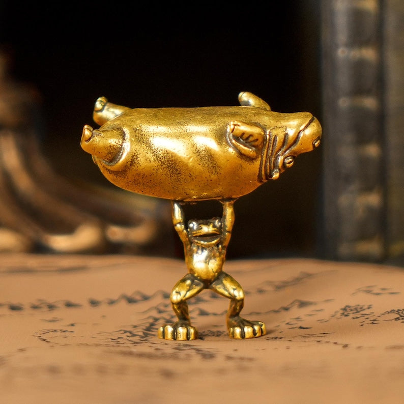 CourageCraft – Reversible Frog & Hippo Brass Figurine
