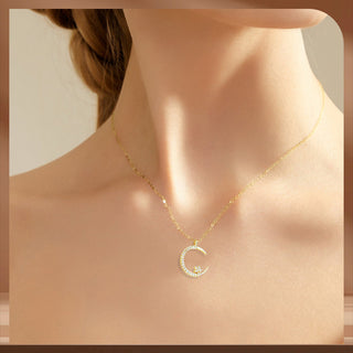 LunaGlow – Bright Night Moon & Star Necklace