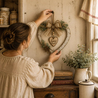 HearthBloom – Rustic Farmhouse Home Heart Wreath