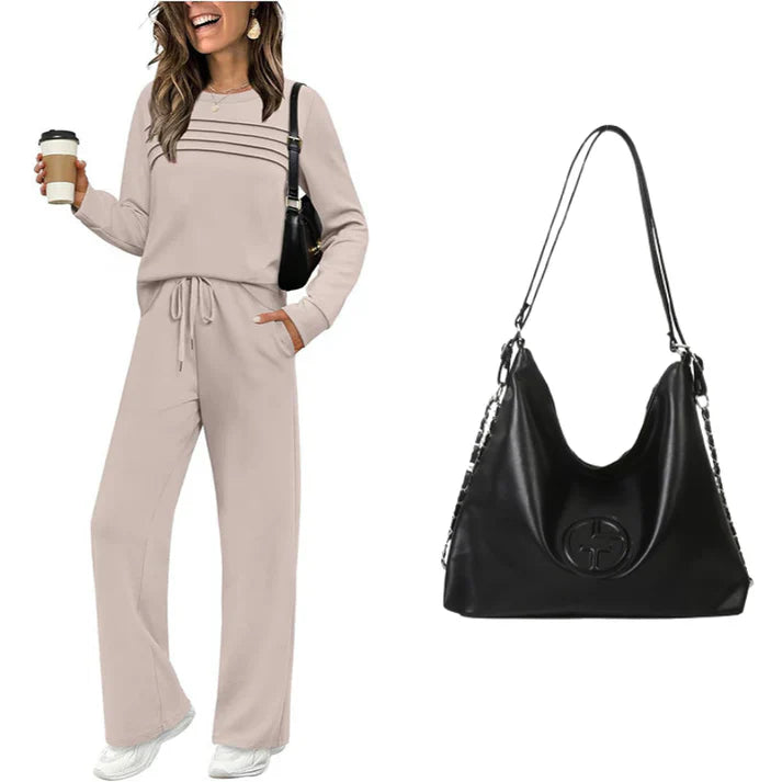 RelaxFit – Women's Crew Neck & Drawstring Pants Loungewear Set