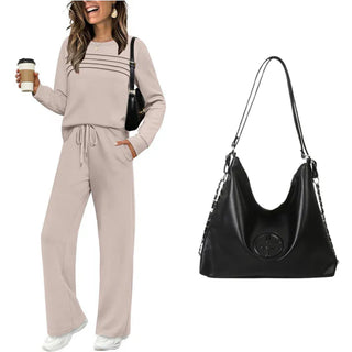 RelaxFit – Women's Crew Neck & Drawstring Pants Loungewear Set