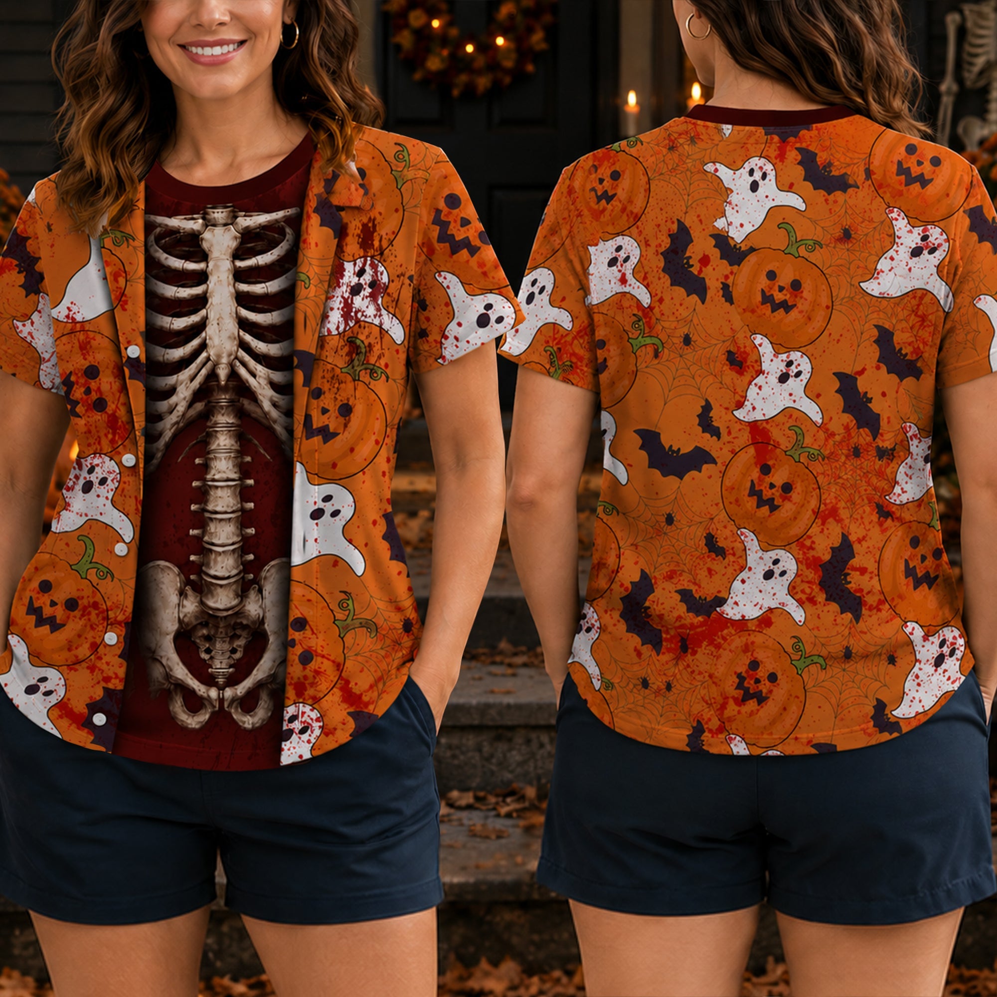 SpookWear – Premium Personalised Halloween Skeleton Tee