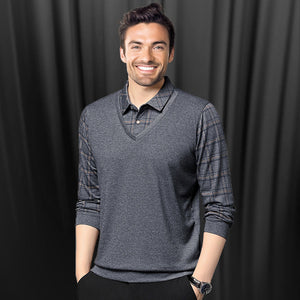 EliteLayer – Classic Faux Layered Long Sleeve Polo Shirt