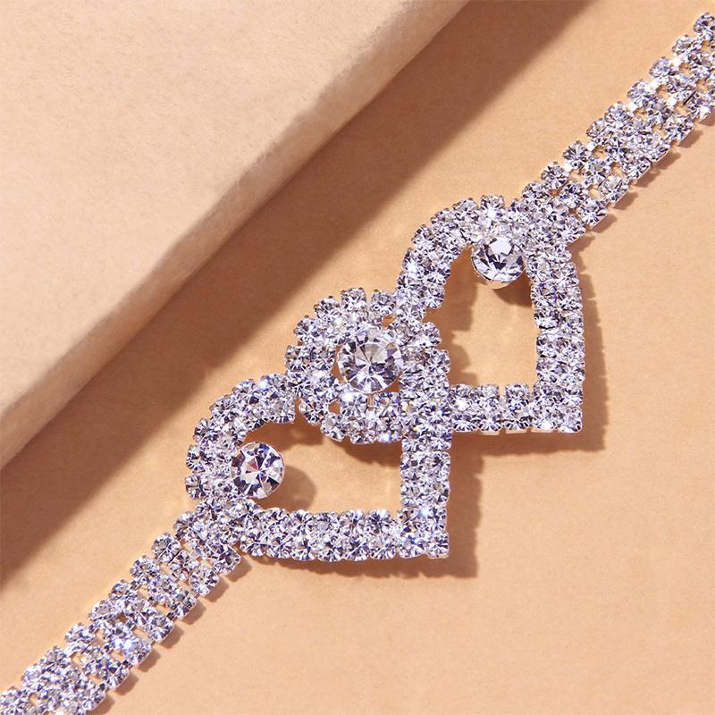 GlimmerHearts – Double Heart Rhinestone Anklet
