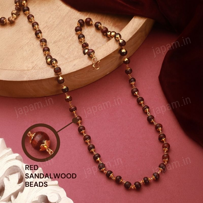 OmHarmony - Gold-Enhanced Red Sandalwood Mala for Focus