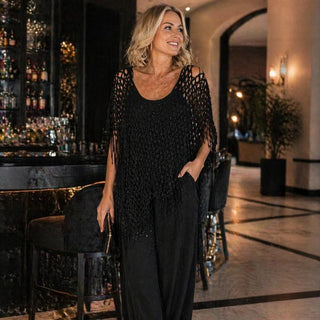 SunDrape – Flowy Tassel Crochet Beach Cover Up