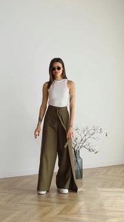 StrapLuxe – Women’s Solid Color Strappy Trousers