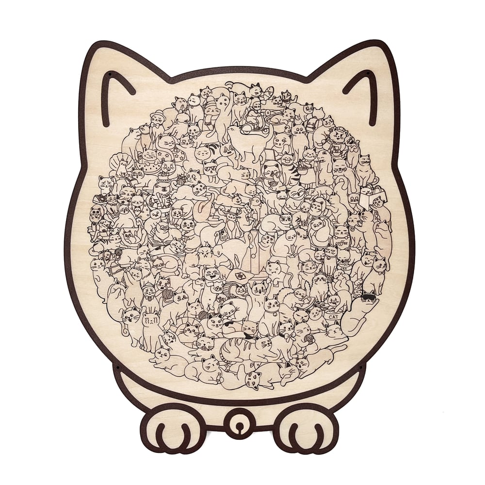 Cattitude - Morandi-Colored Wooden Puzzle