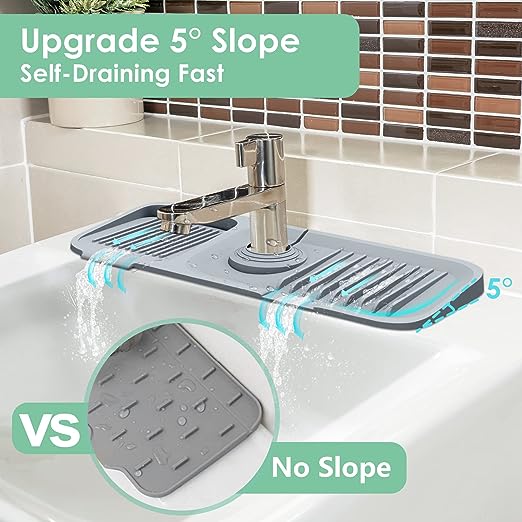 SplashMate - Adjustable Silicone Faucet Mat | Always Clean, Never Wet!