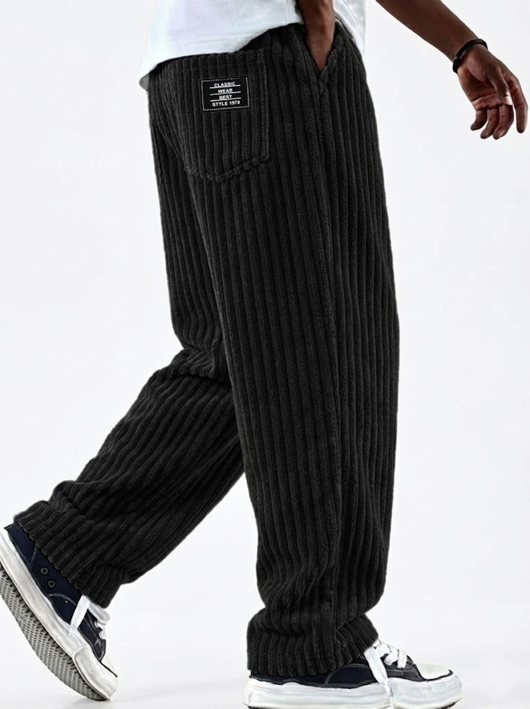 ClassicWeave – Comfortable Wide Striped Corduroy Pants