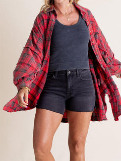 EdgeWash – Women’s Oversized Shirt Jacket with Pockets
