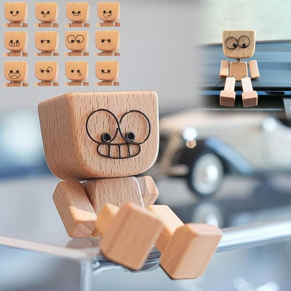 WoodyBuddy | Cute Wooden Bobblehead Dashboard Decor