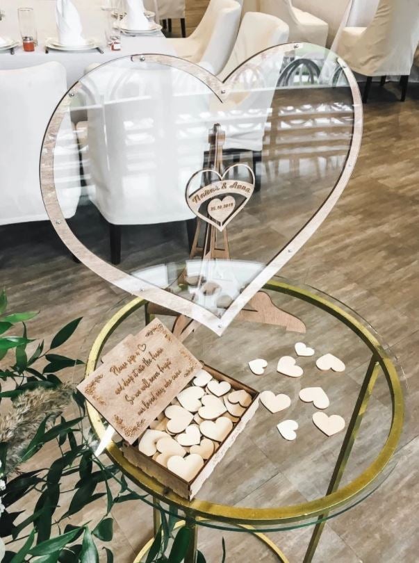 CherishFrame - Wooden Heart Guest Book