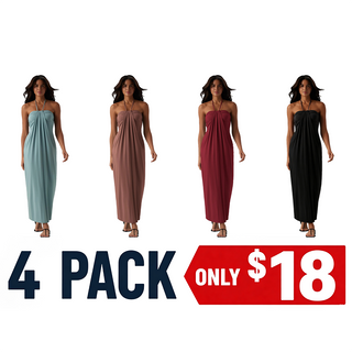 HalterTie – Elegant Back Maxi Dress with Pockets