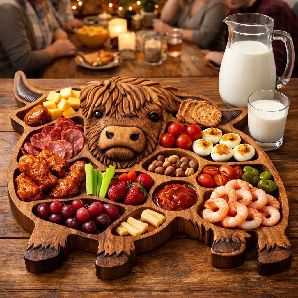 RusticGraze – Highland Cow Serving Board