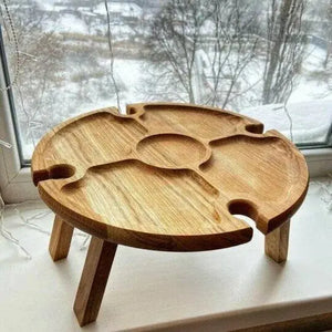 Wooden Outdoor Folding Picnic Table With Glass Holder marnetic