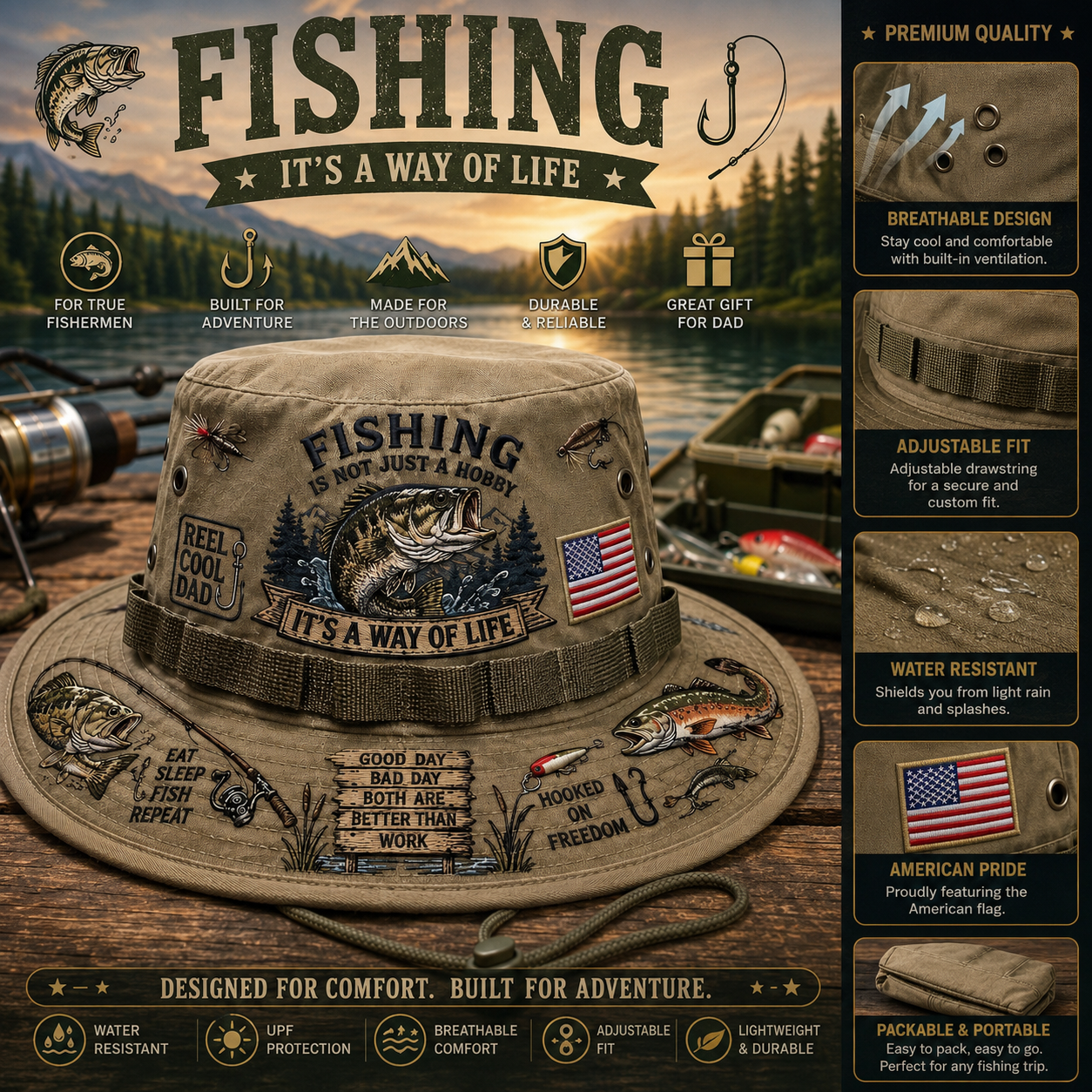 🇺🇸 Last Day Promo: 49% OFF🎣Fishing Is a Way of Life Boonie Hat