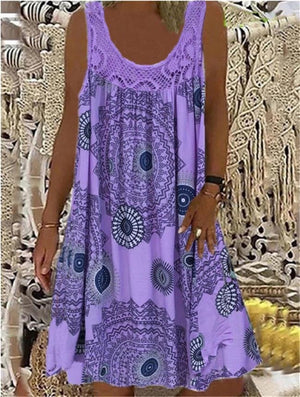 BreezeBloom – Sleeveless Summer Print Dress