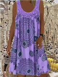 BreezeBloom – Sleeveless Summer Print Dress