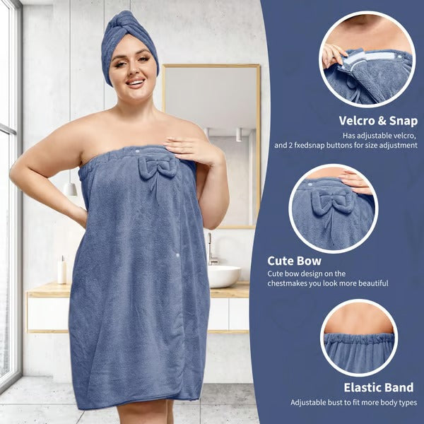 CozyCurve – Plus Size Wrap Bathrobe Set