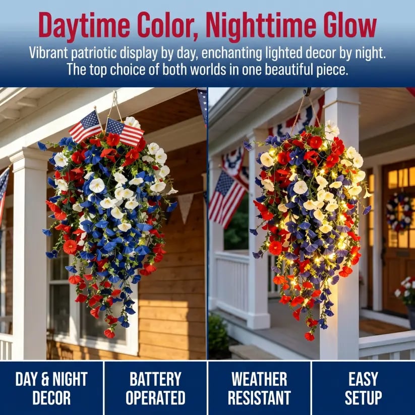 LibertyBloom – Patriotic Hanging Flower Baskets