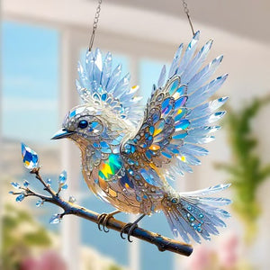 BlueGleam – Crystal Sky Bluebird Art Hanging for Nature Lovers