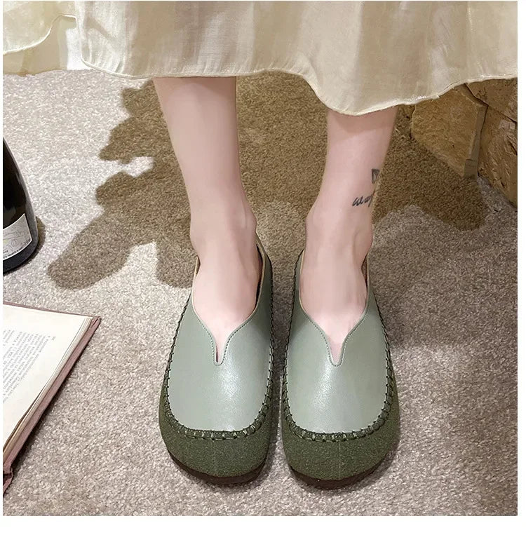 GlowStep – Casual Round Toe Flat Leather Loafers