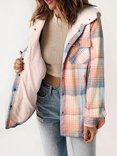 MapleLane - Relaxed Fit Fleece Plaid Jacket