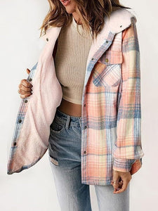 MapleLane - Relaxed Fit Fleece Plaid Jacket