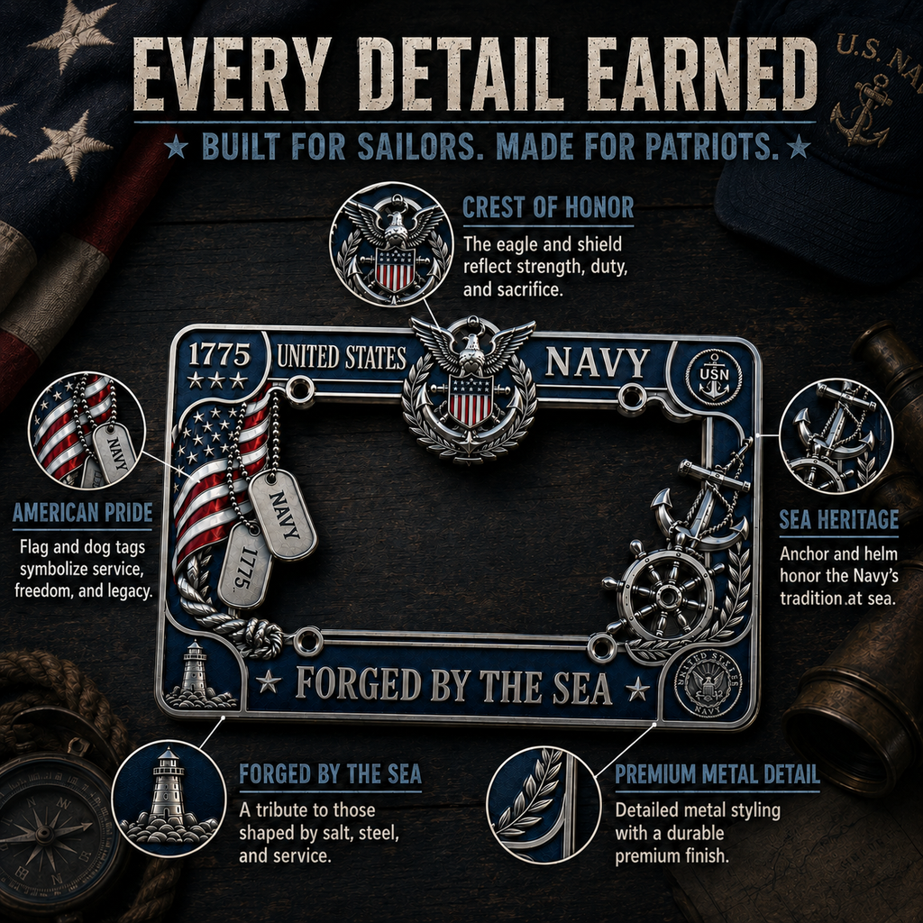🔥 Last Day 49% OFF - U.S. Navy “Forged By The Sea” License Plate Frame ⚓