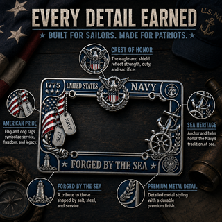 🔥 Last Day 49% OFF - U.S. Navy “Forged By The Sea” License Plate Frame ⚓