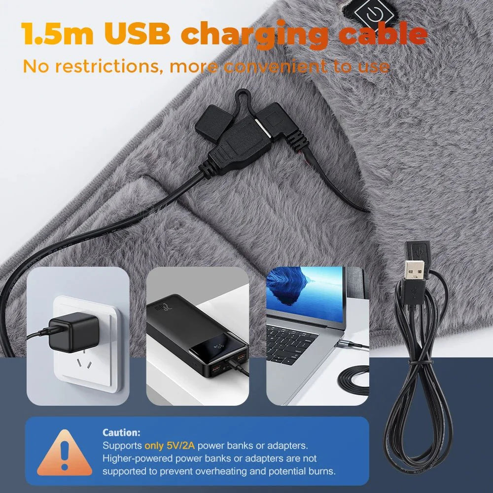 3 Levels Electric Graphene Heating Pad Cold - Proof Uterine Belt Cold - Proof Hand Waist Warming Pad USB Recharging Abdominal Warmer - Ammpoure
