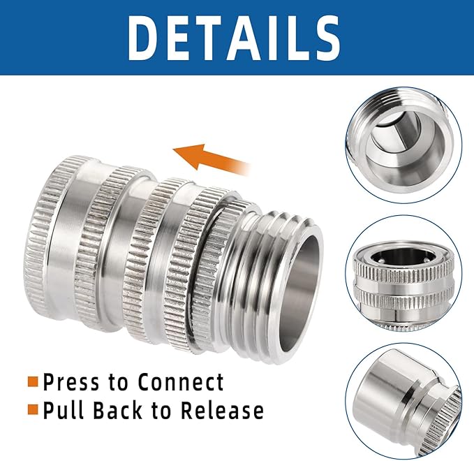 AquaLatch - Heavy-Duty Stainless Steel Garden Hose Connect Set