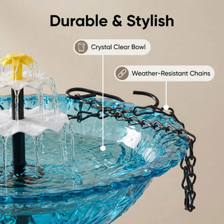 SolarCascade – Hanging Bird Bath Fountain