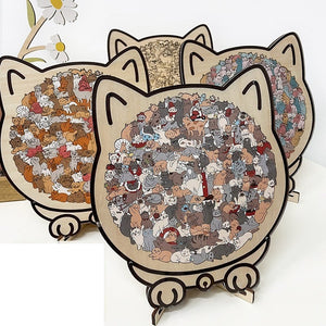 Cattitude - Morandi-Colored Wooden Puzzle