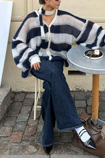 VibeLayer - Y2K Stripe Sweater