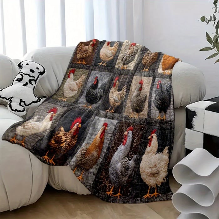 HenHaven – Vintage Chicken Flannel Blanket