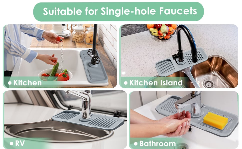 SplashMate - Adjustable Silicone Faucet Mat | Always Clean, Never Wet!