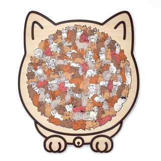 Cattitude - Morandi-Colored Wooden Puzzle
