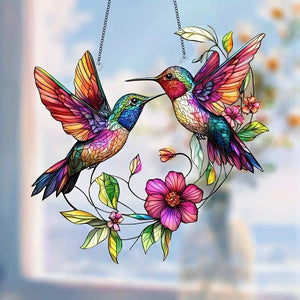 HeartFlutter - Hummingbird Stained Glass Ornament