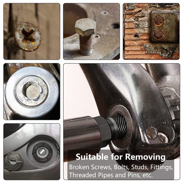 TorqueOut – Professional Broken Bolt Extractor Set - 10-Piece Screw Extractor Kit